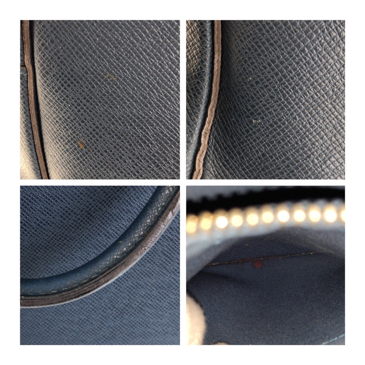 LOUIS VUITTON Business bag M30645 leather Blue Silver Metal Taiga Porto-Document Voyage MM