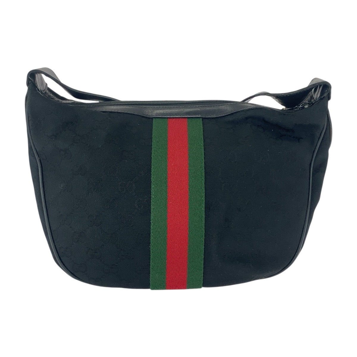 GUCCI Shoulder Bag 010 378 GG canvas Black GoldMetal Sherry Line Old Gucci