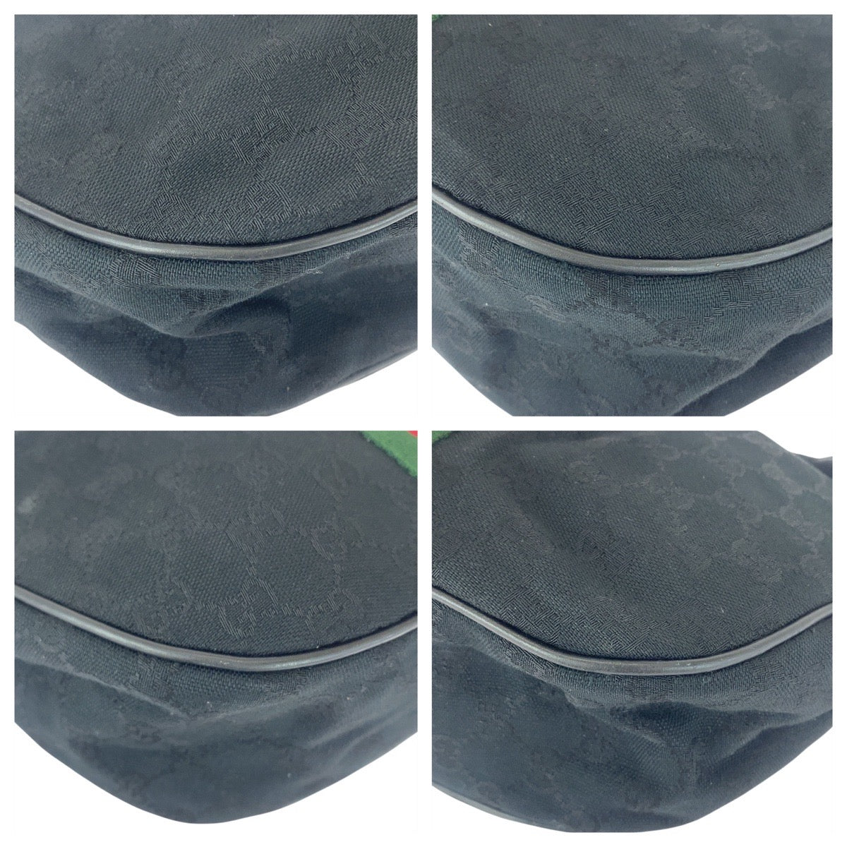 GUCCI Shoulder Bag 010 378 GG canvas Black GoldMetal Sherry Line Old Gucci