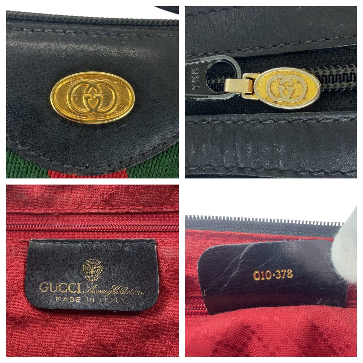 GUCCI Shoulder Bag 010 378 GG canvas Black GoldMetal Sherry Line Old Gucci