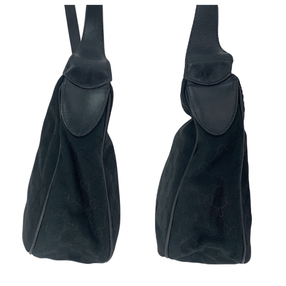 GUCCI Shoulder Bag 010 378 GG canvas Black GoldMetal Sherry Line Old Gucci