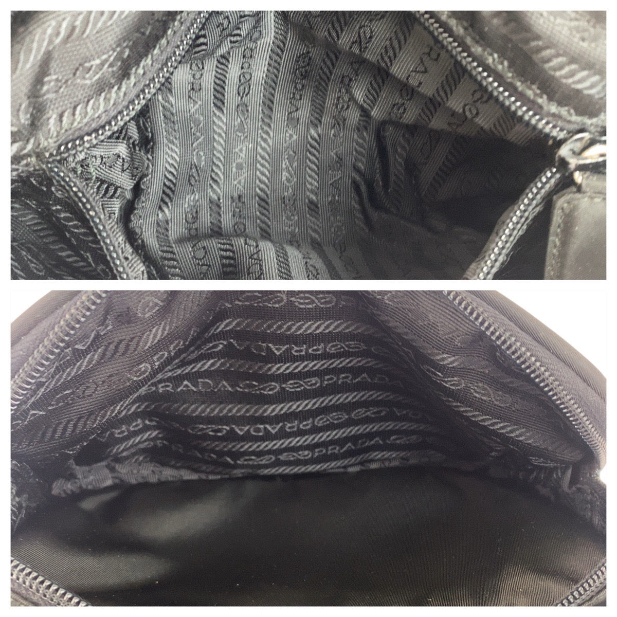 PRADA Shoulder Bag Nylon Black SilverMetal Test Triangle With logo