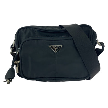 PRADA Shoulder Bag Nylon Black SilverMetal Test Triangle With logo