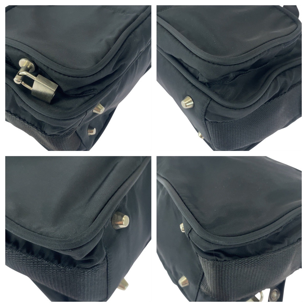 PRADA Shoulder Bag Nylon Black SilverMetal Test Triangle With logo