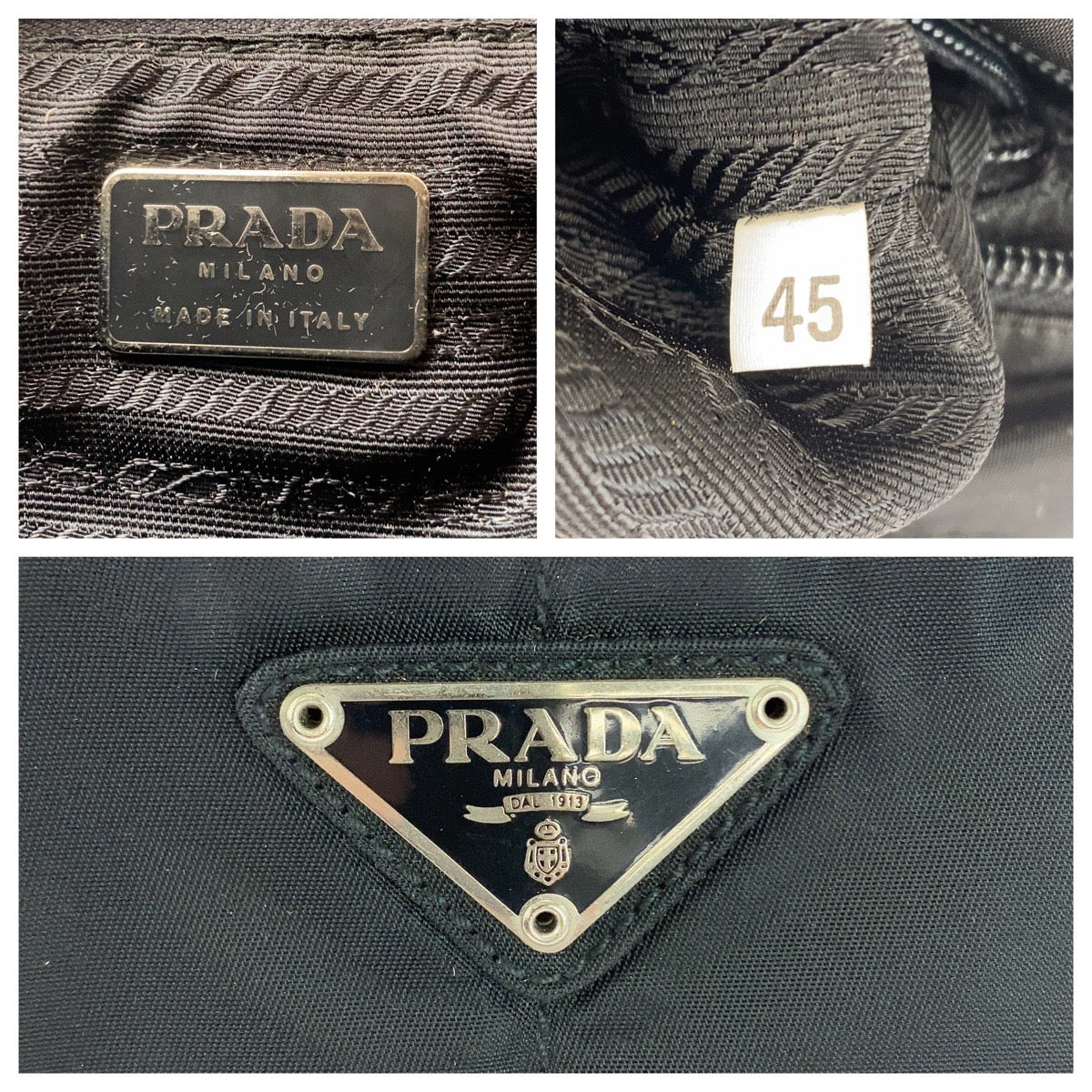 PRADA Shoulder Bag Nylon Black SilverMetal Test Triangle With logo