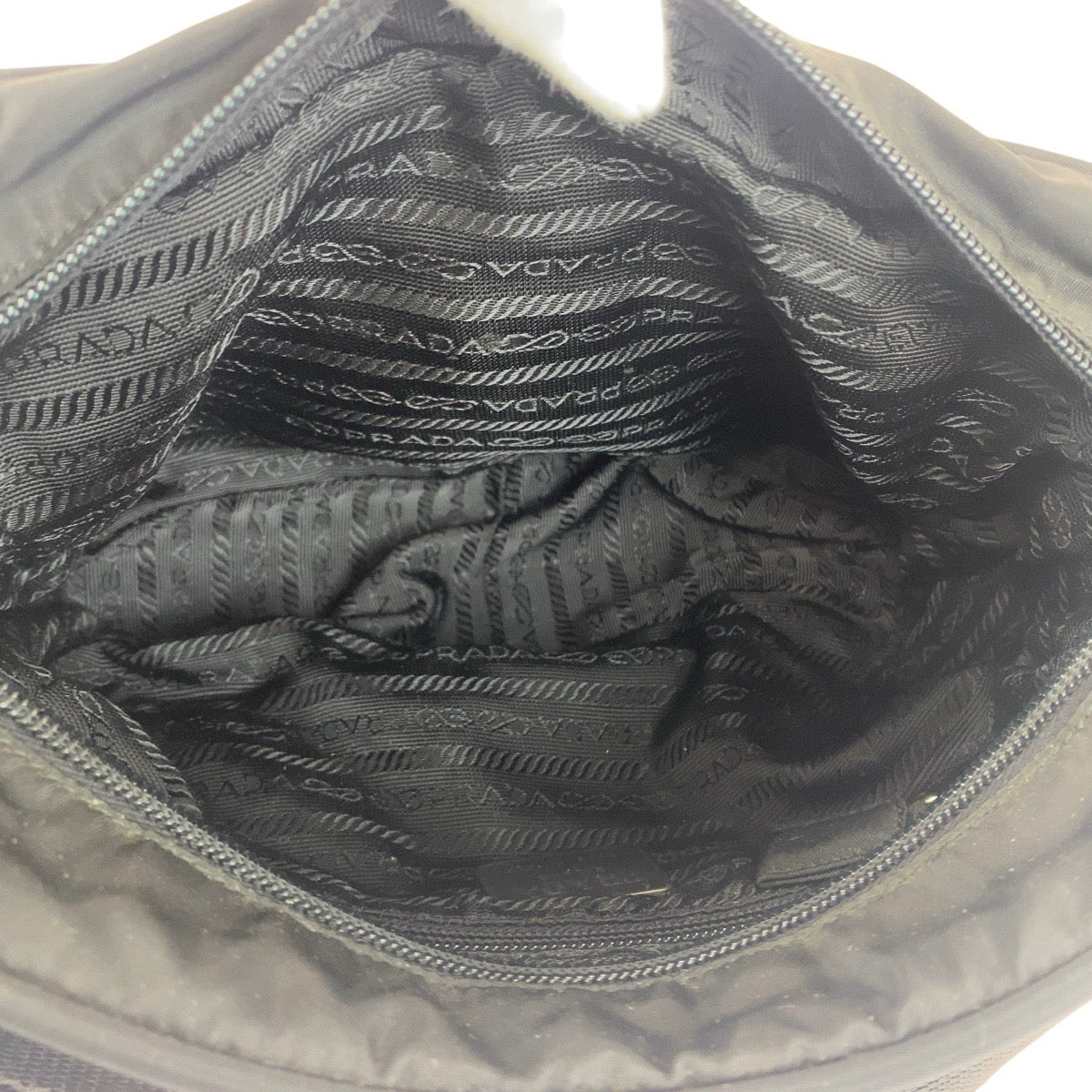 PRADA Shoulder Bag Nylon Black SilverMetal Test Triangle With logo