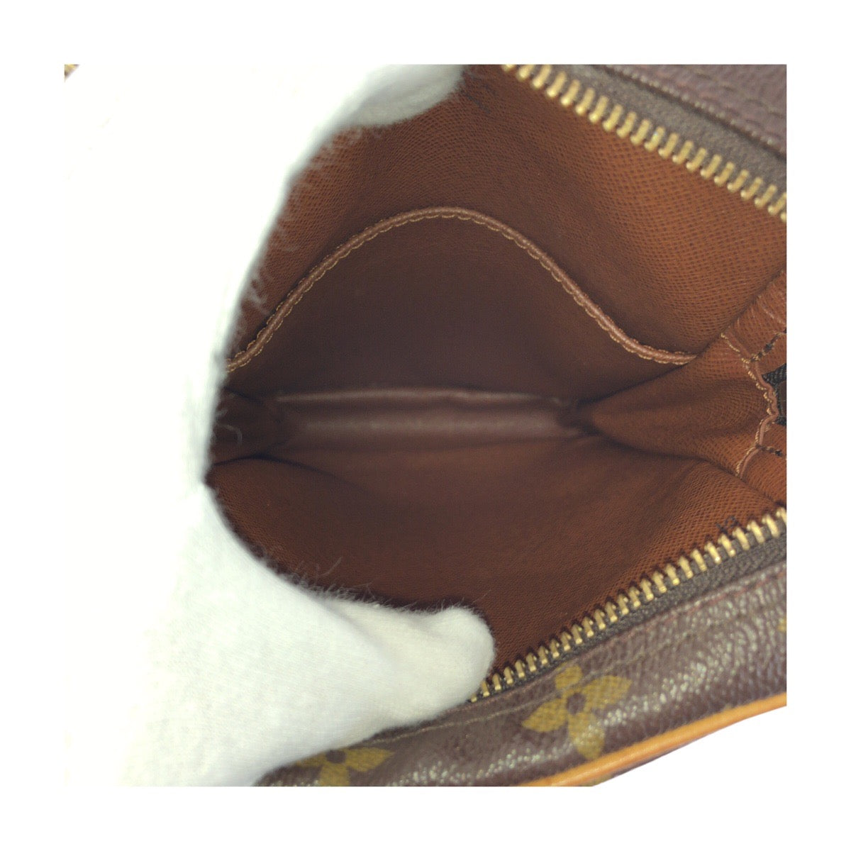 LOUIS VUITTON Shoulder Bag M45266 PVC Brown Gold Metal Monogram Danube