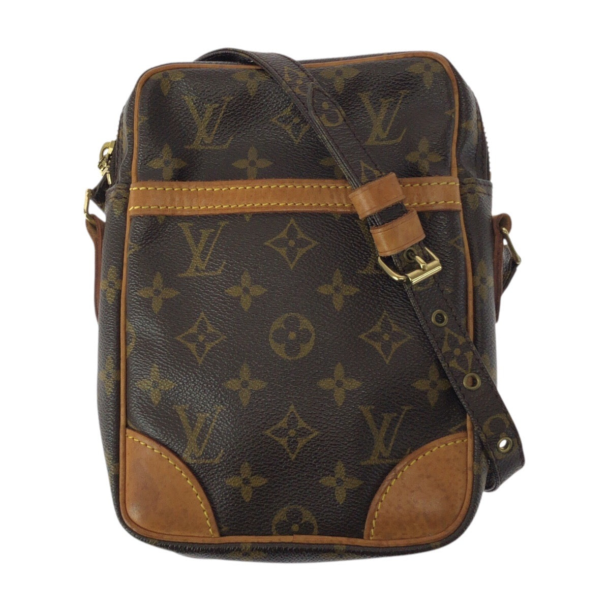 LOUIS VUITTON Shoulder Bag M45266 PVC Brown Gold Metal Monogram Danube