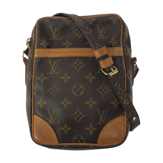 LOUIS VUITTON Shoulder Bag M45266 PVC Brown Gold Metal Monogram Danube