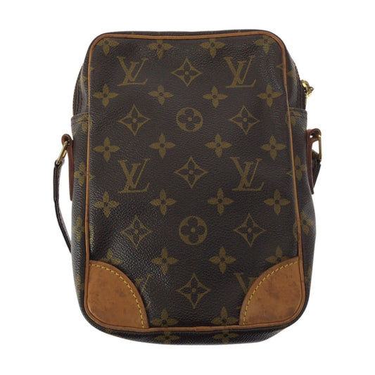 LOUIS VUITTON Shoulder Bag M45266 PVC Brown Gold Metal Monogram Danube
