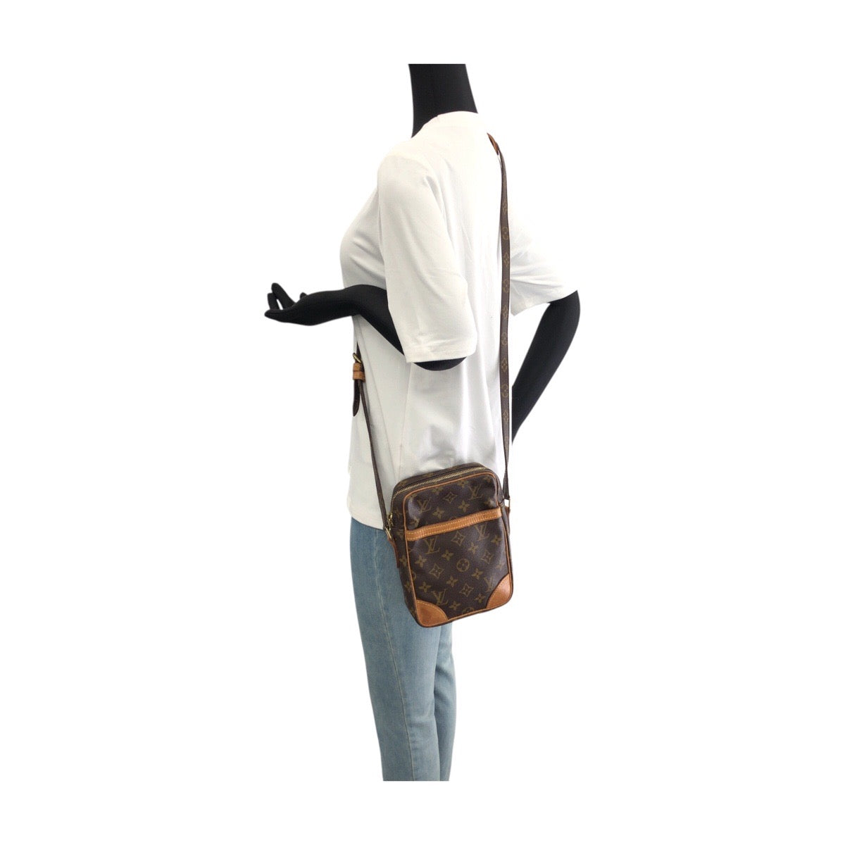 LOUIS VUITTON Shoulder Bag M45266 PVC Brown Gold Metal Monogram Danube