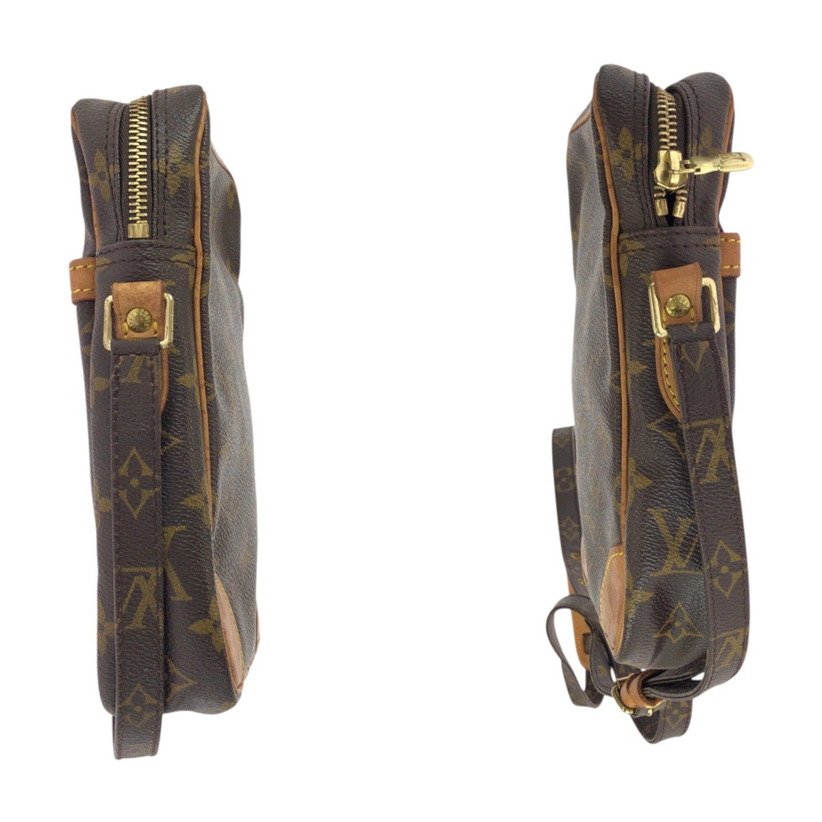 LOUIS VUITTON Shoulder Bag M45266 PVC Brown Gold Metal Monogram Danube