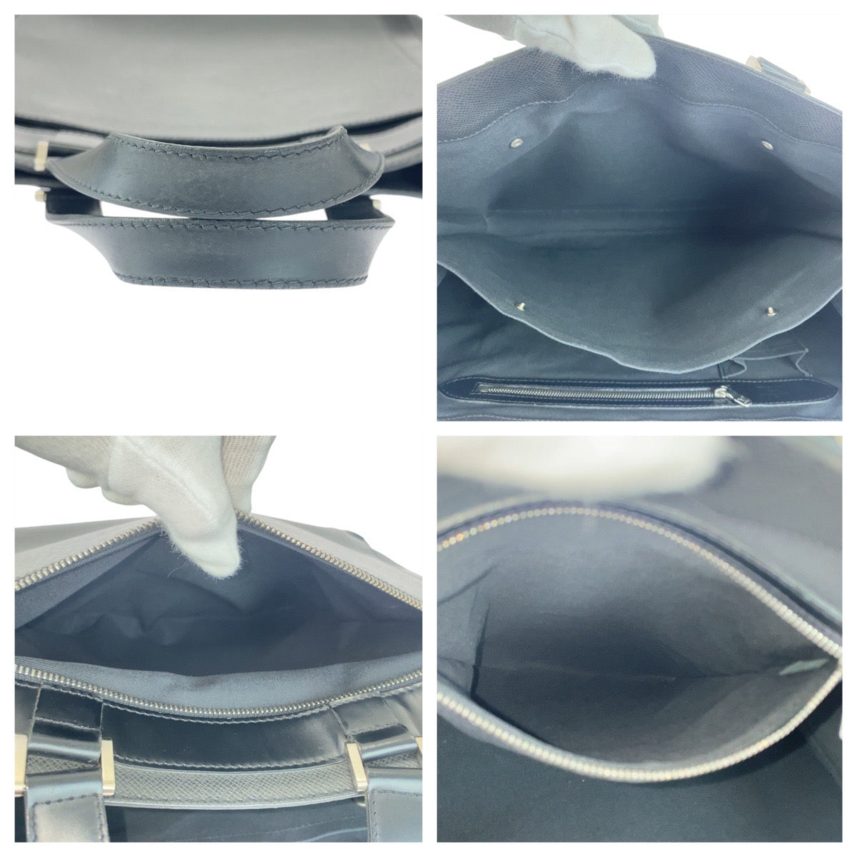 LOUIS VUITTON Business bag M31012 leather Black SilverMetal Taiga Kasbeck GM