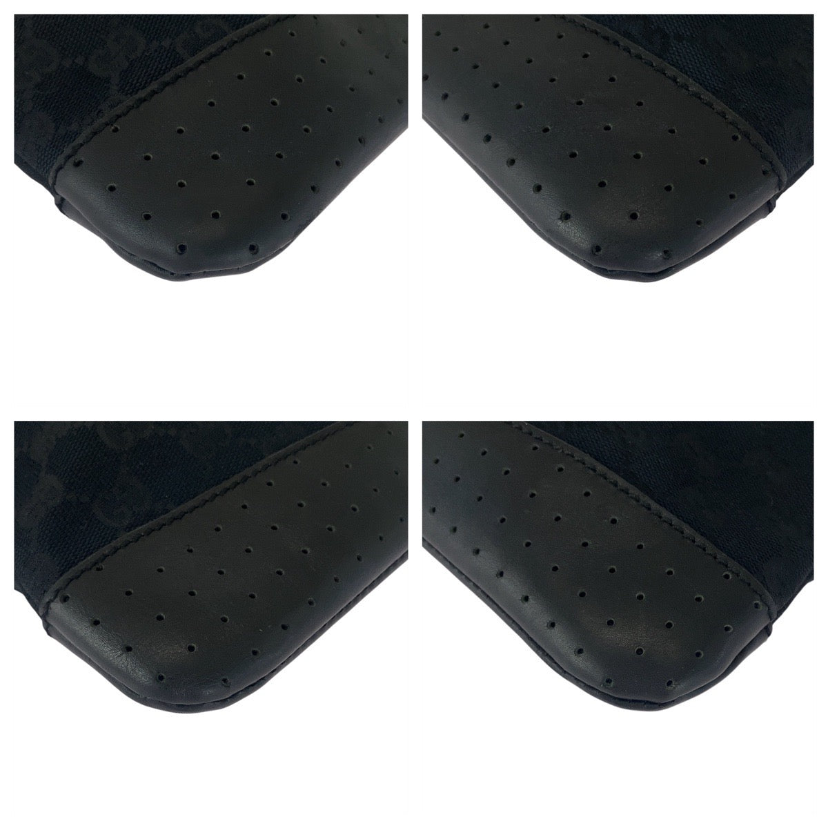 GUCCI Shoulder Bag 145857 GG canvas Black SilverMetal