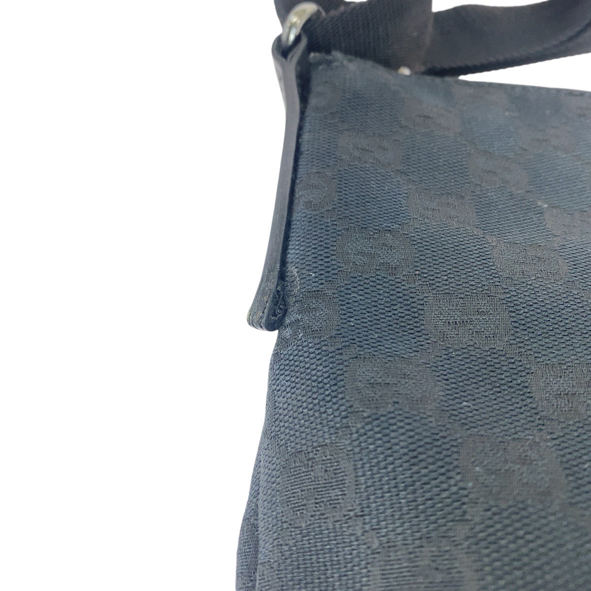 GUCCI Shoulder Bag 145857 GG canvas Black SilverMetal