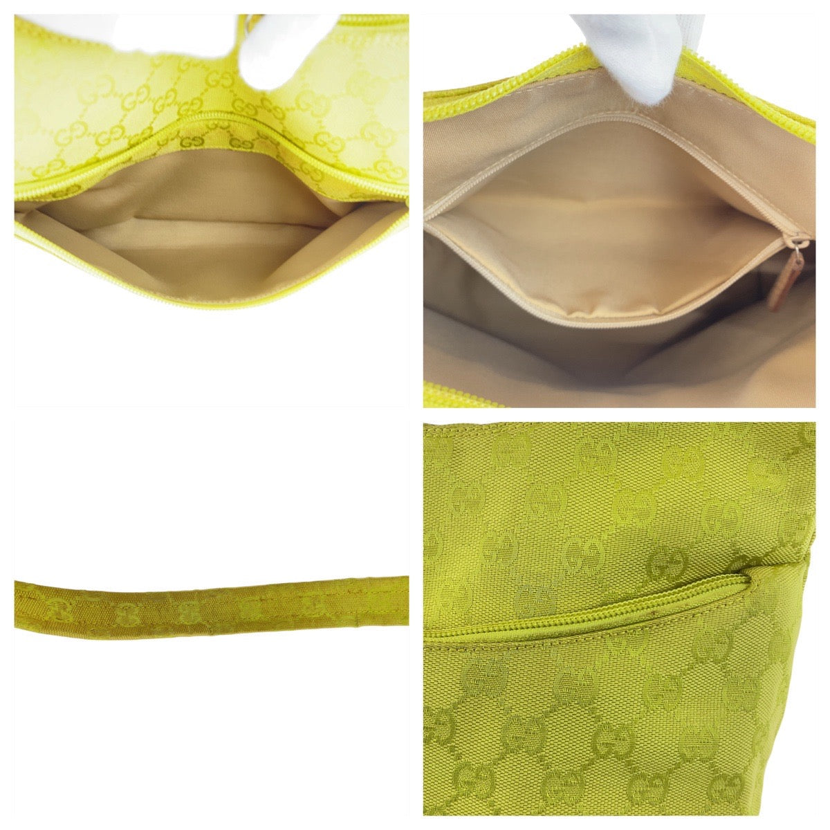 GUCCI Shoulder Bag 001 3386 GG canvas Yellow Beige SilverMetal
