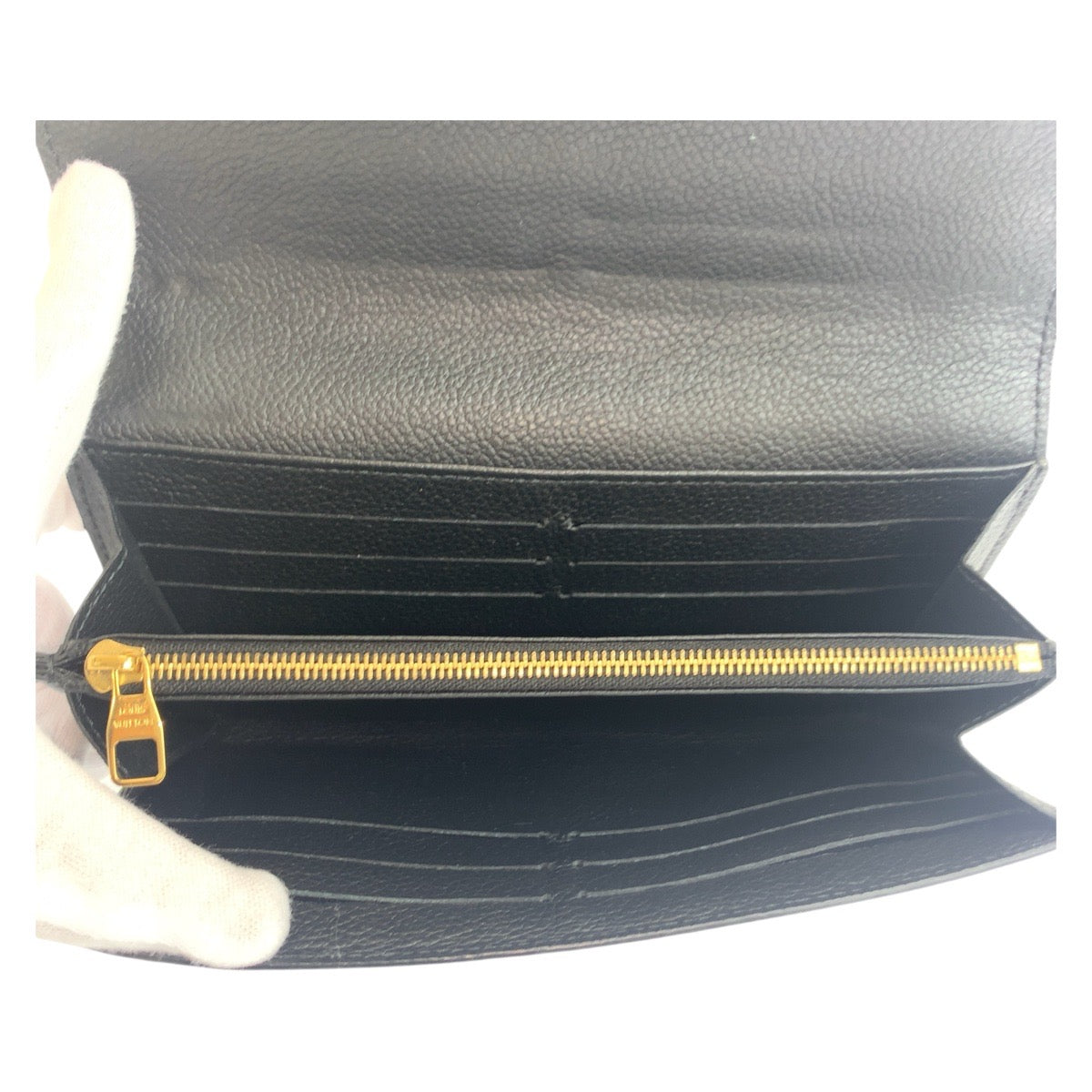 LOUIS VUITTON Long Wallet Purse M61182 leather Noir Black Gold Metal Monogram Unplant Portefeuille Sarah