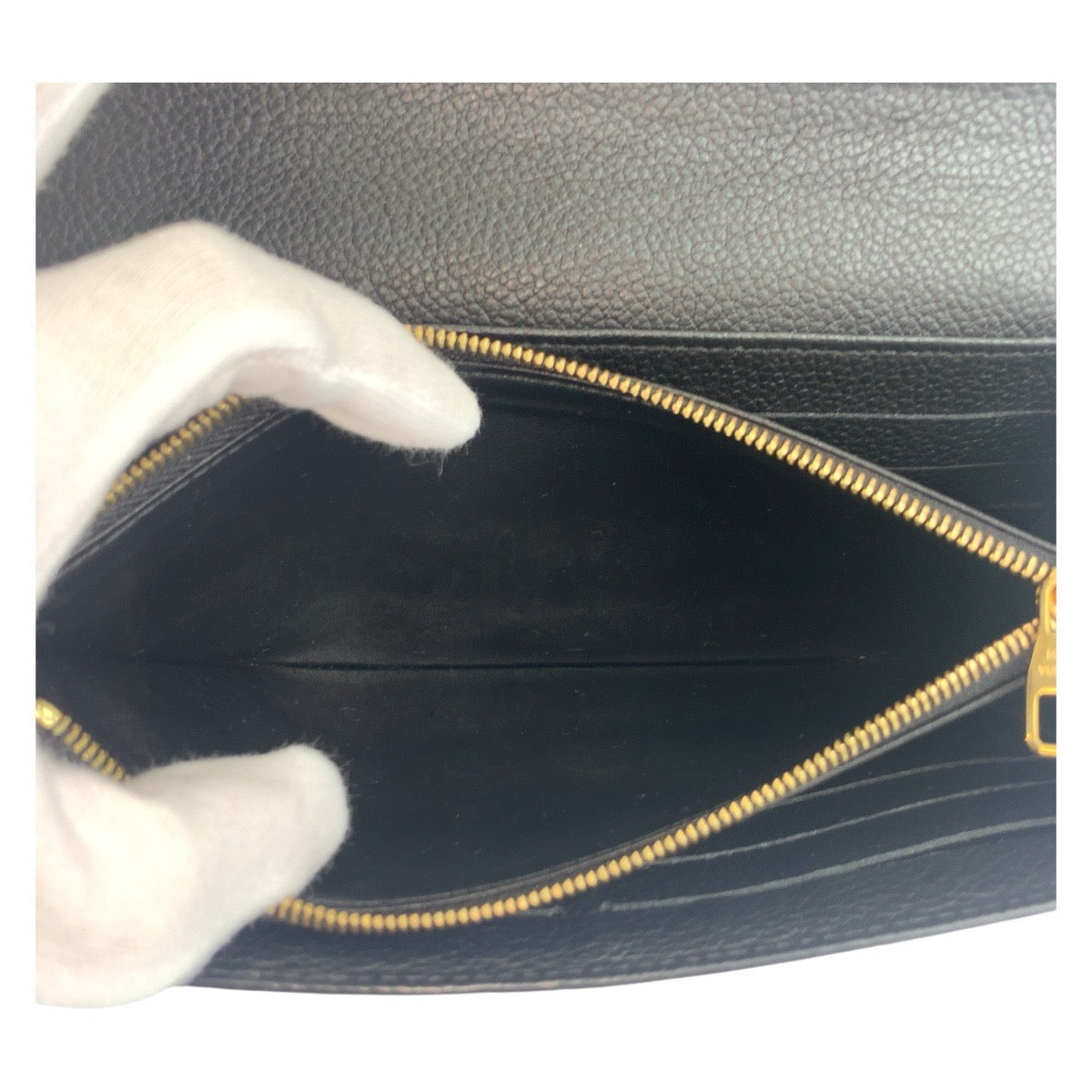 LOUIS VUITTON Long Wallet Purse M61182 leather Noir Black Gold Metal Monogram Unplant Portefeuille Sarah