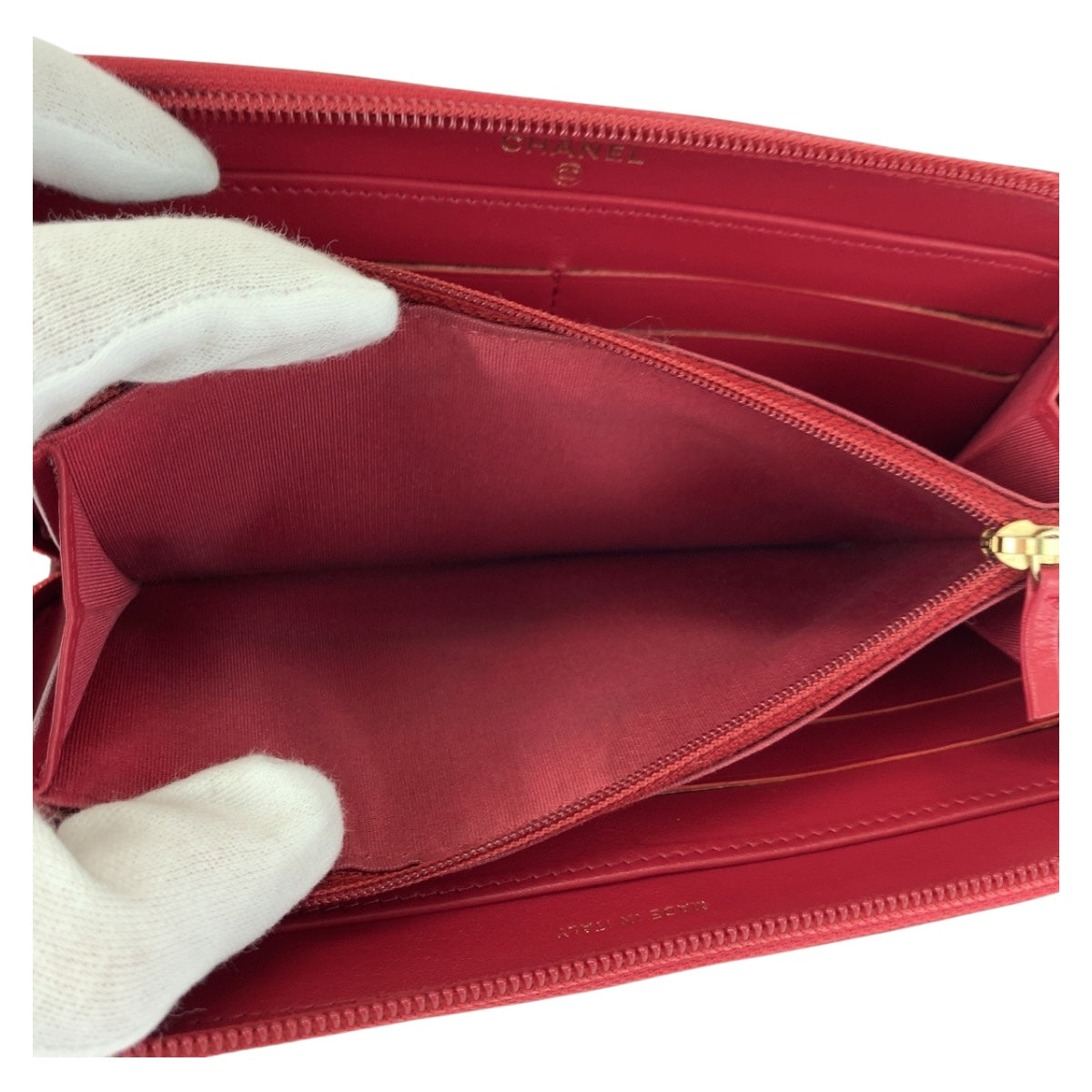 CHANEL Long Wallet Purse leather Red COCO Mark