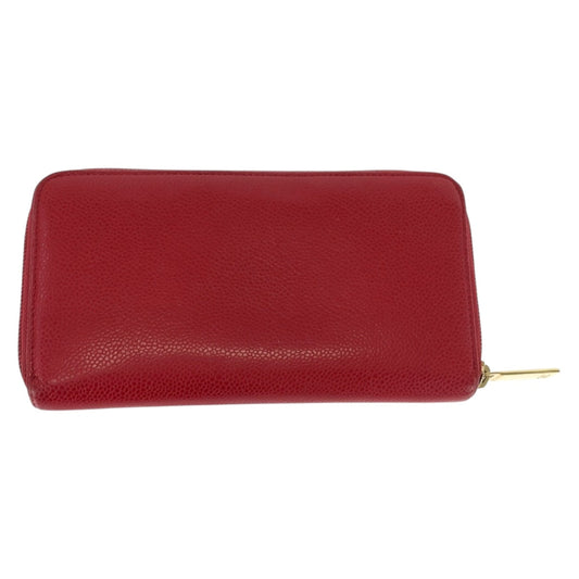 CHANEL Long Wallet Purse leather Red COCO Mark