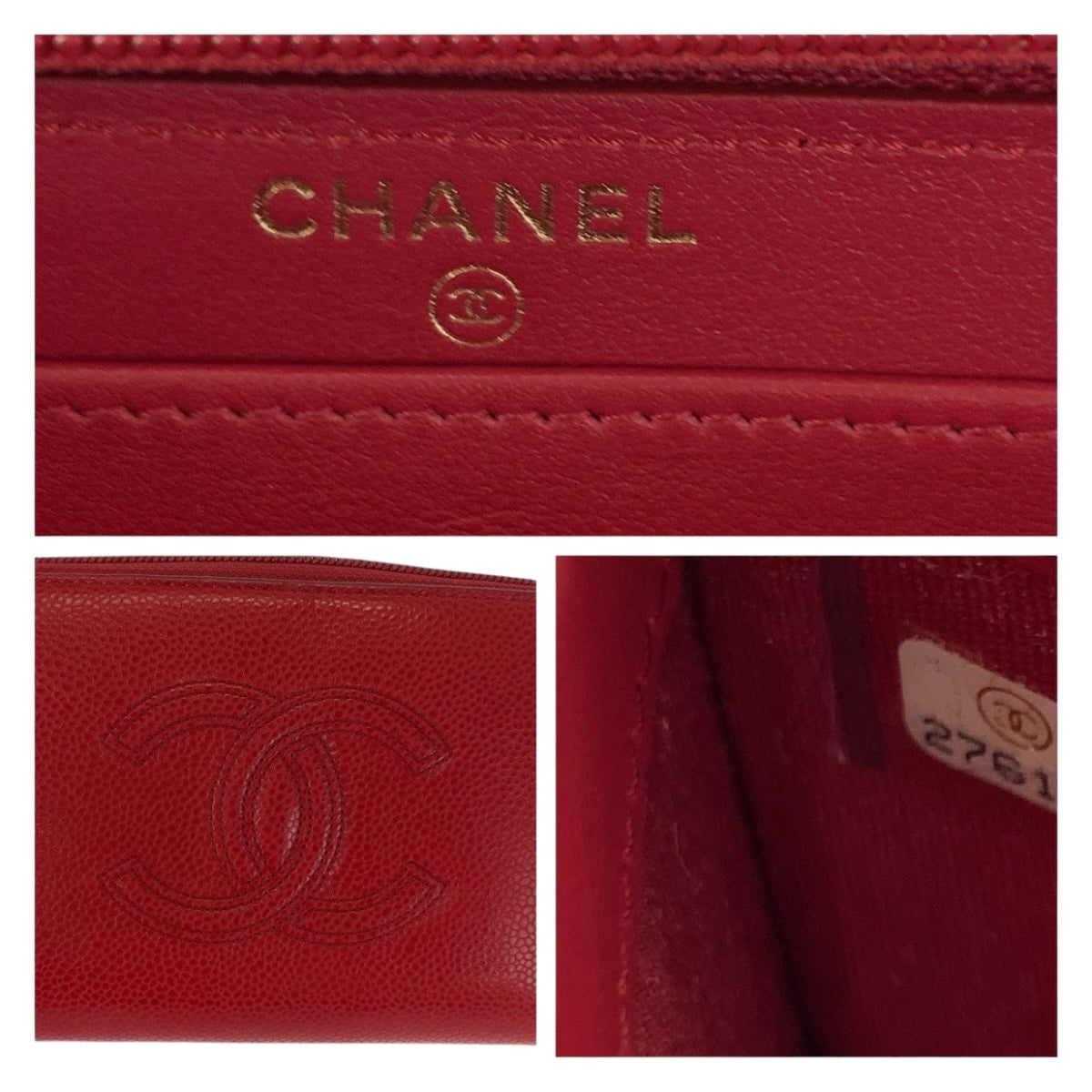 CHANEL Long Wallet Purse leather Red COCO Mark