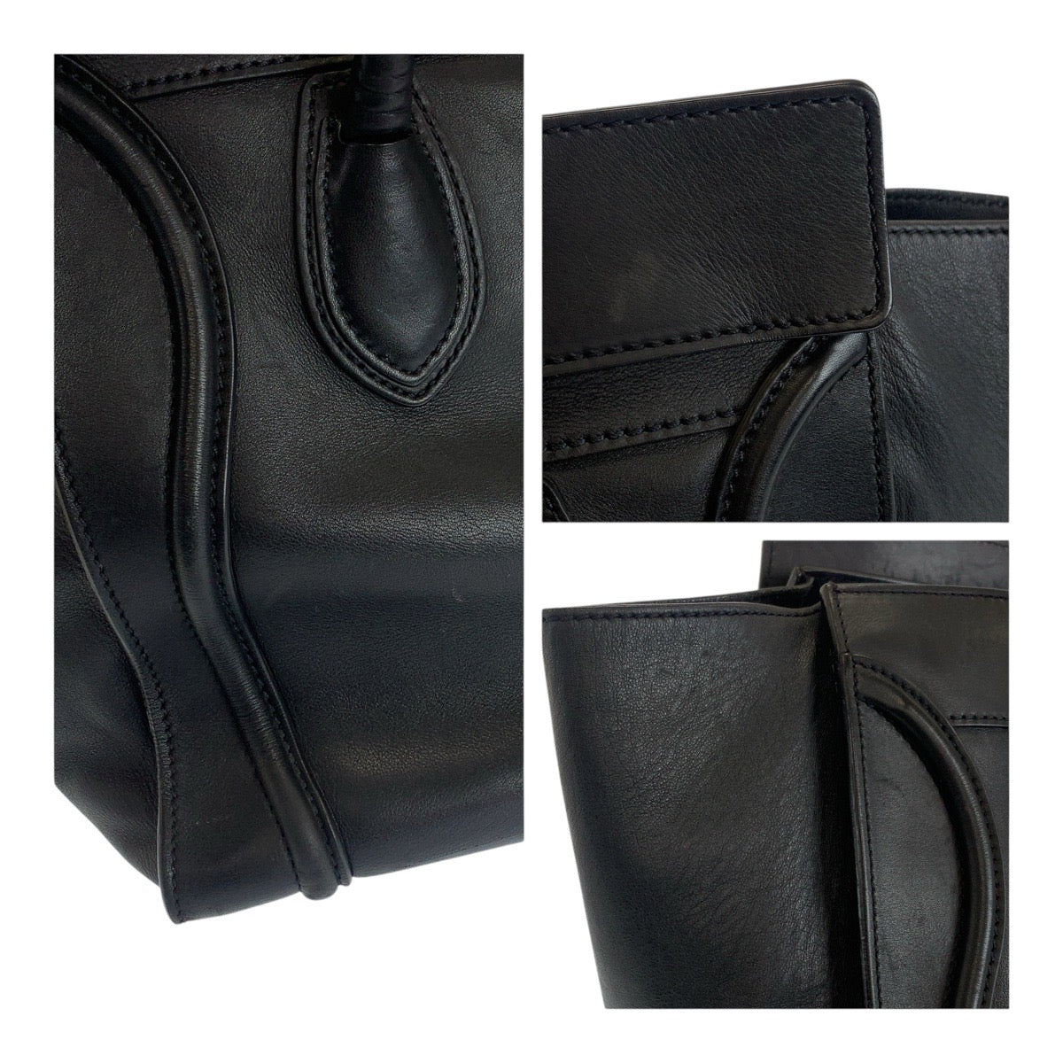 CELINE Tote Bag F SA 0132 leather Black GoldMetal Luggage Mini shopper