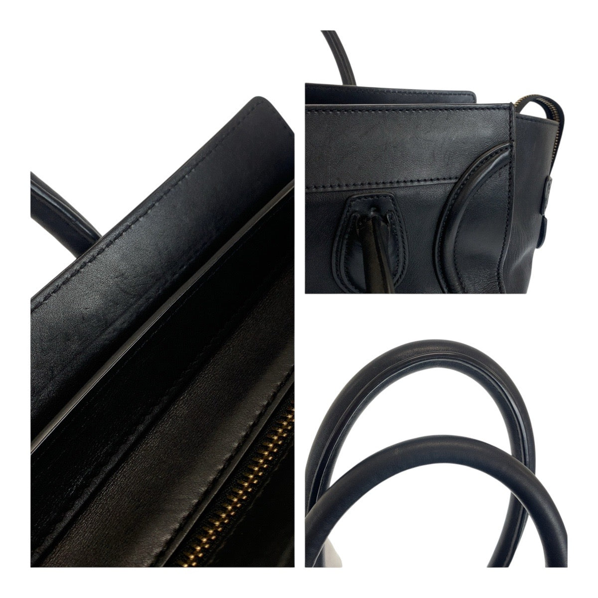 CELINE Tote Bag F SA 0132 leather Black GoldMetal Luggage Mini shopper