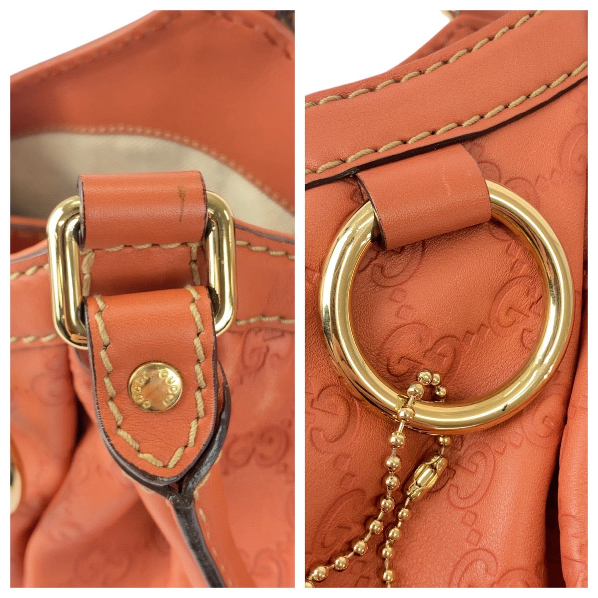 GUCCI Tote Bag 211944 leather Pink Gold Metal Gucci Shima Sukey