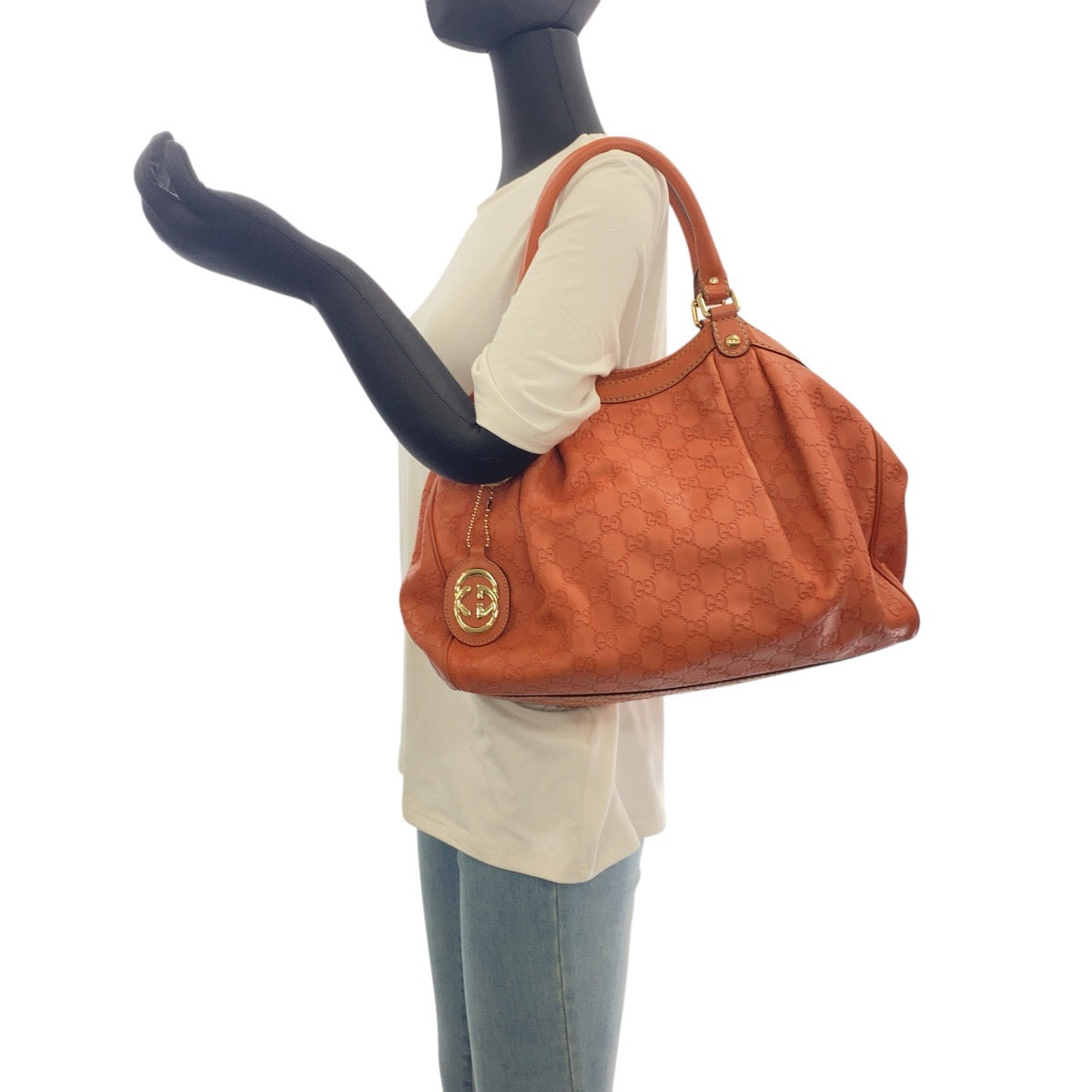 GUCCI Tote Bag 211944 leather Pink Gold Metal Gucci Shima Sukey