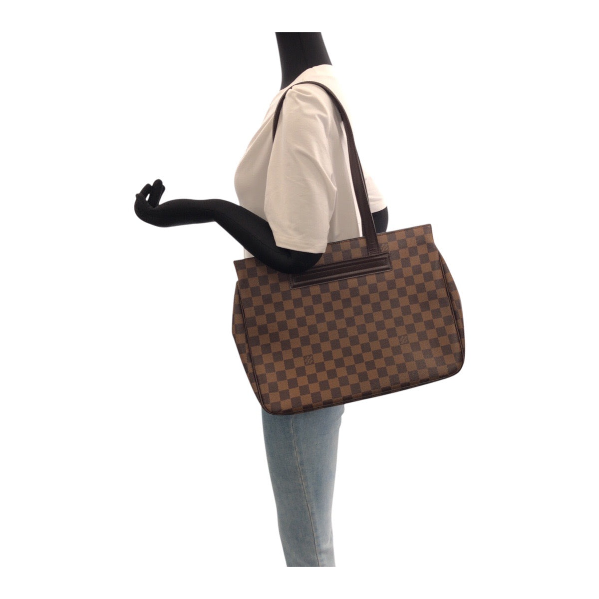 LOUIS VUITTON Tote Bag N51123 PVC Brown Gold Metal Damier Parioli PM