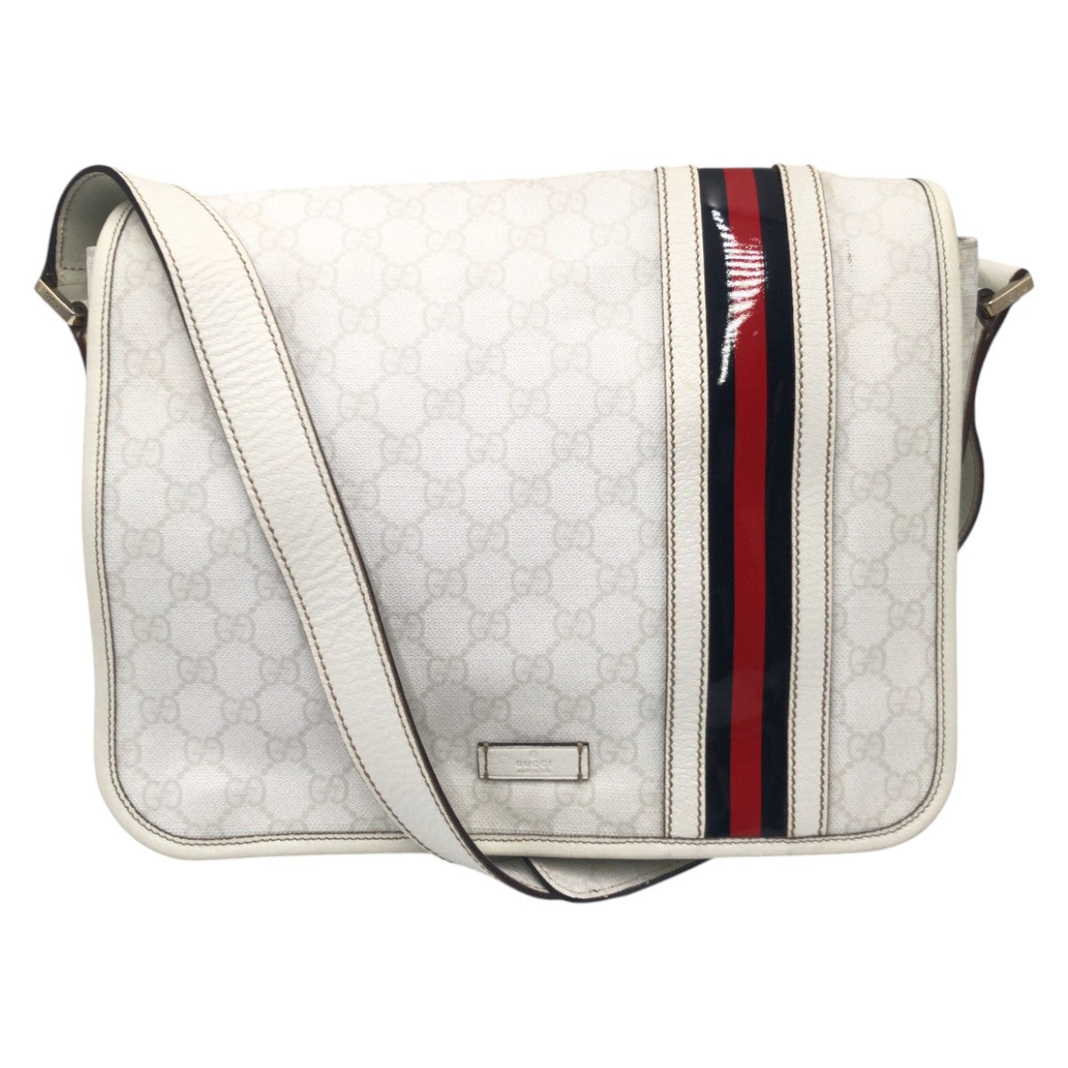 GUCCI Shoulder Bag 145844 leather white Sherry line
