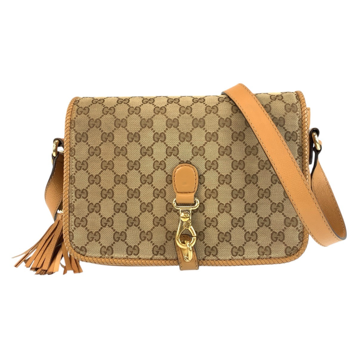 GUCCI Shoulder Bag 257024 GG canvas Beige Gold Metal Marrakech