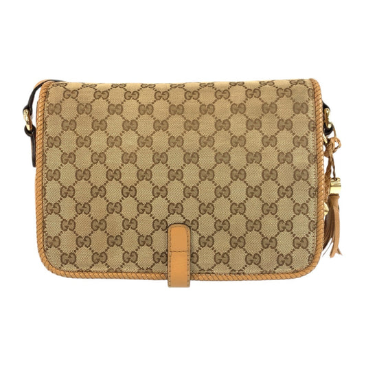 GUCCI Shoulder Bag 257024 GG canvas Beige Gold Metal Marrakech
