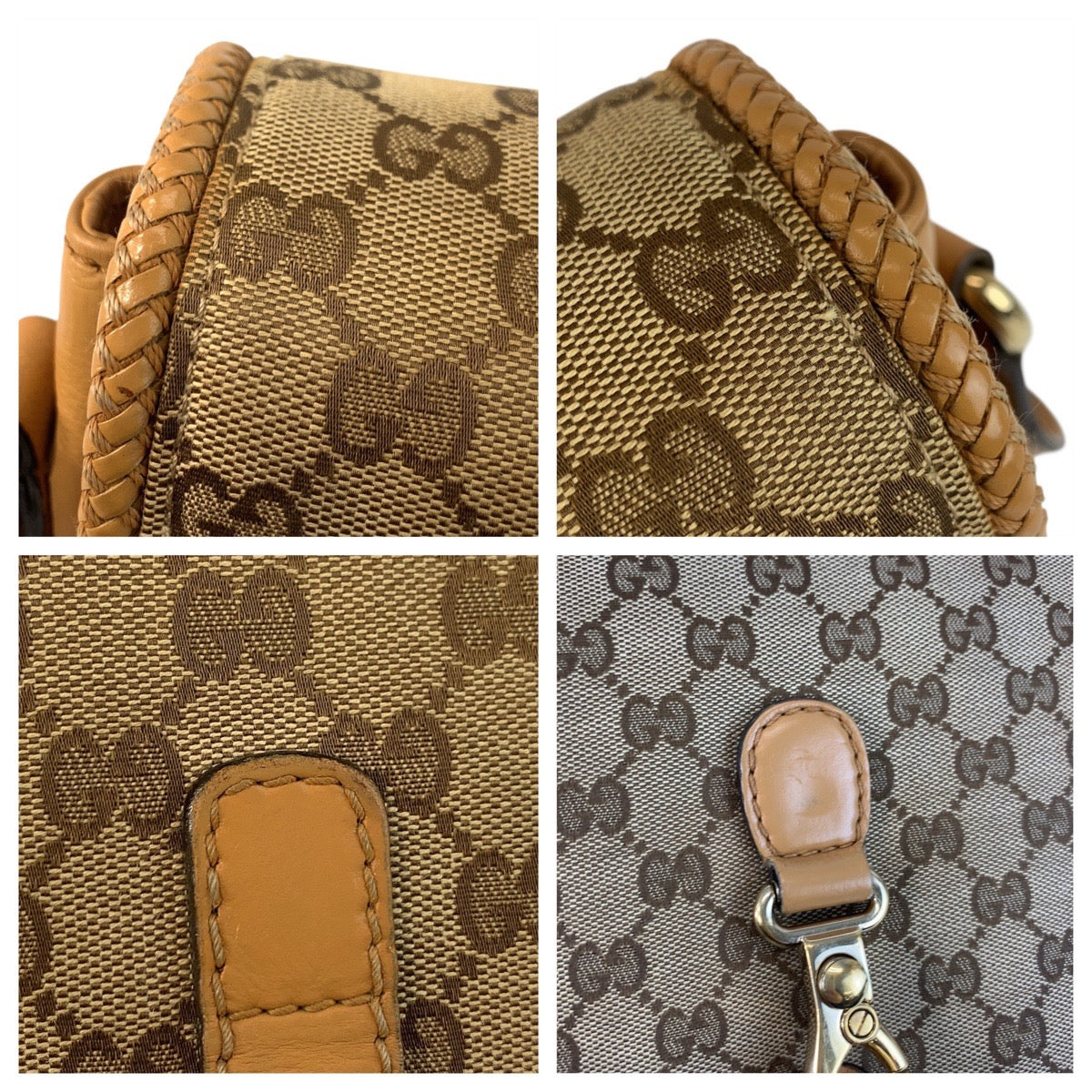 GUCCI Shoulder Bag 257024 GG canvas Beige Gold Metal Marrakech