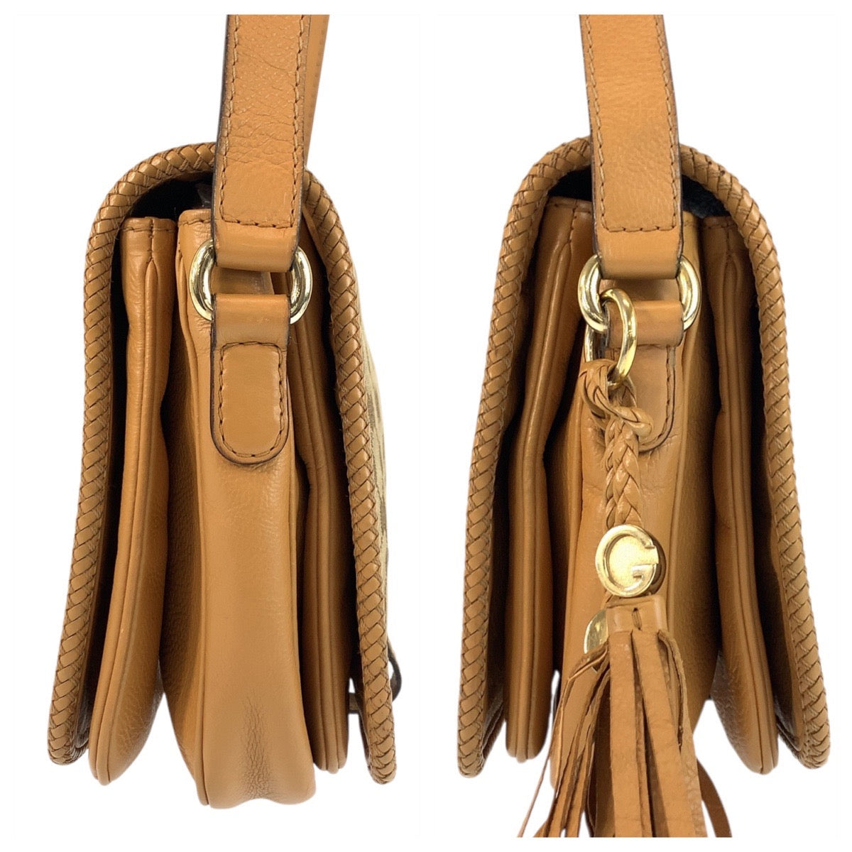 GUCCI Shoulder Bag 257024 GG canvas Beige Gold Metal Marrakech