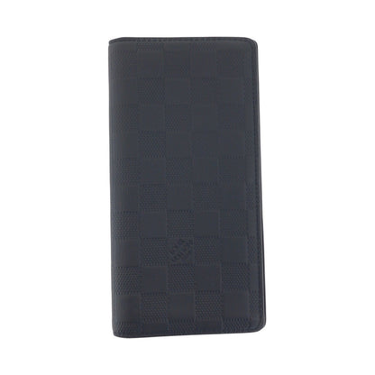 LOUIS VUITTON Long Wallet Purse N63010 leather Black Gunmetal Damier Anfini Portefeuille Braza