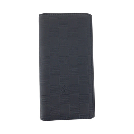 LOUIS VUITTON Long Wallet Purse N63010 leather Black Gunmetal Damier Anfini Portefeuille Braza