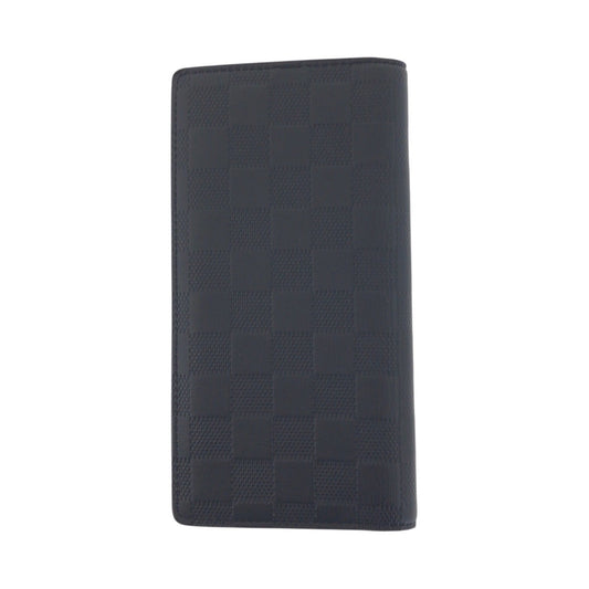 LOUIS VUITTON Long Wallet Purse N63010 leather Black Gunmetal Damier Anfini Portefeuille Braza