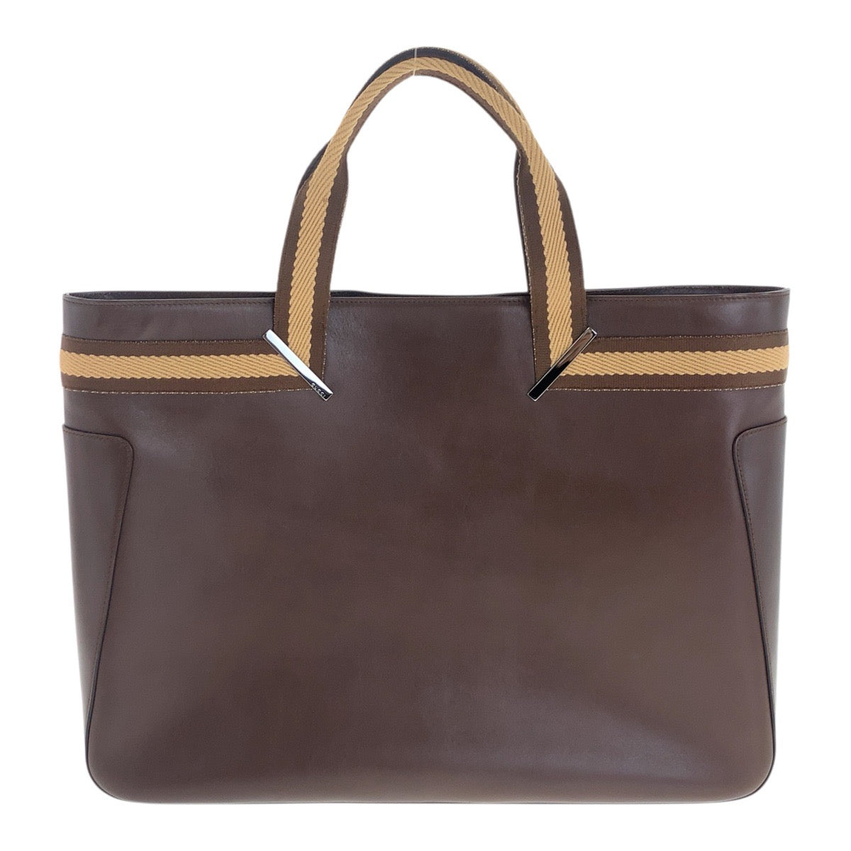 GUCCI Tote Bag 002.1134 leather Brown Beige SilverMetal Sherry line