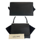CELINE Shoulder Bag leather Black GoldMetal Trapeze Embossing
