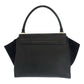 CELINE Shoulder Bag leather Black GoldMetal Trapeze Embossing