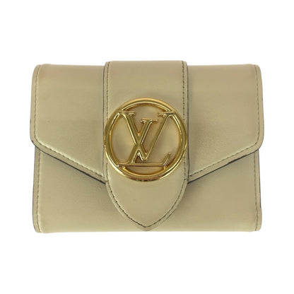 LOUIS VUITTON Tri-fold wallet M69176 leather Ivory Gold Metal Portefeuille Ponneuf