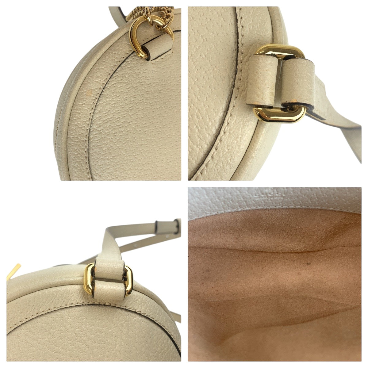 GUCCI Backpack 598661 leather White GoldMetal Ofidia