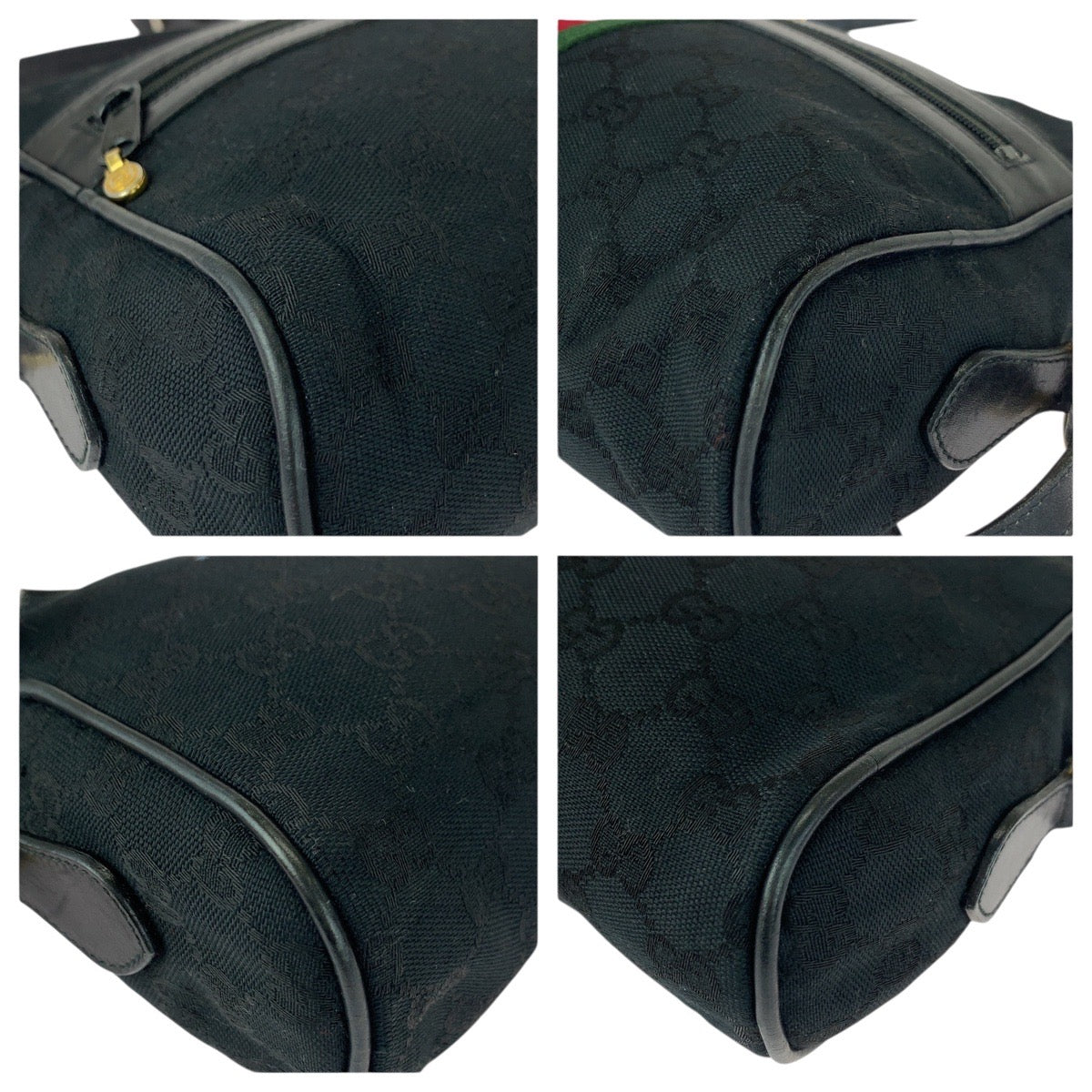 GUCCI Shoulder Bag 37 0124071 GG canvas Black GoldMetal Old Gucci Shelly Line