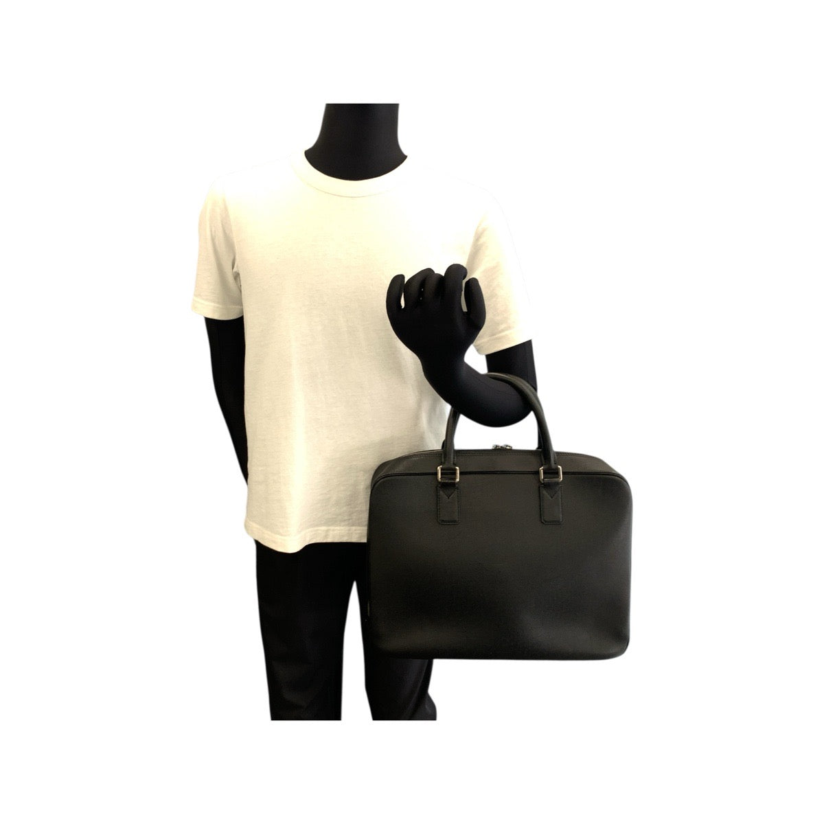 LOUIS VUITTON Business bag M32782 leather Black SilverMetal Taiga Neo Igor