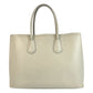 PRADA Tote Bag leather Ivory Safiano Triangle With logo