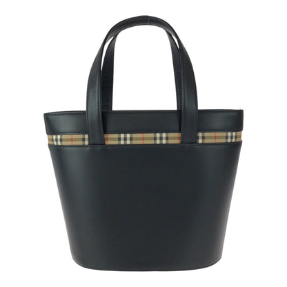 BURBERRY Tote Bag leather Black Silver Nova Check