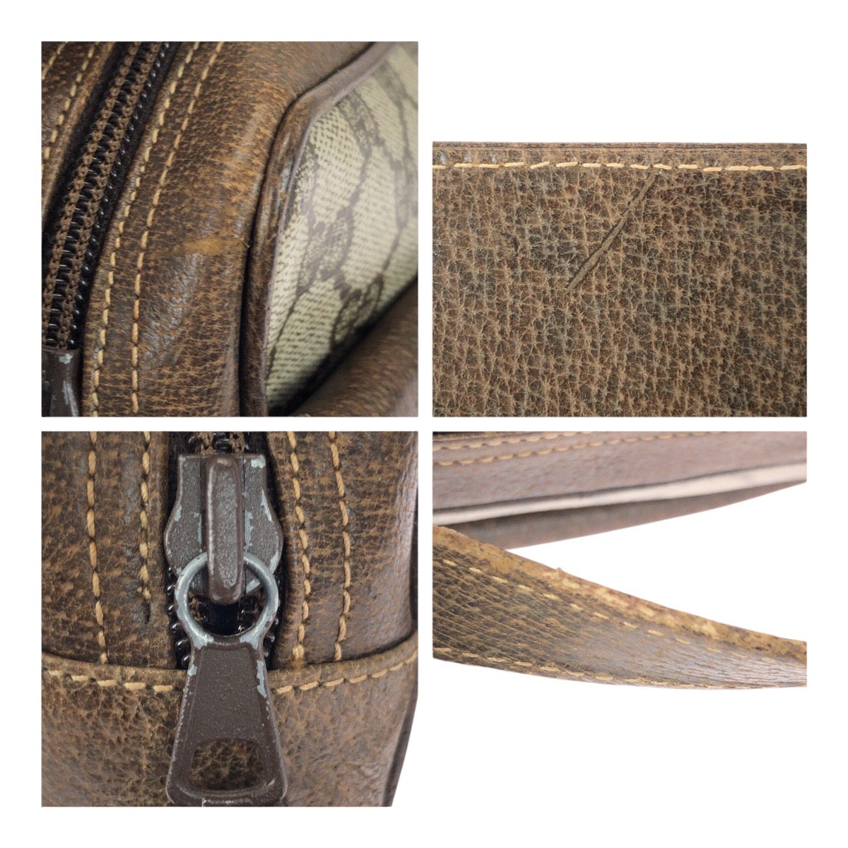 GUCCI Shoulder Bag GG Supreme Canvas Brown gold Old Gucci