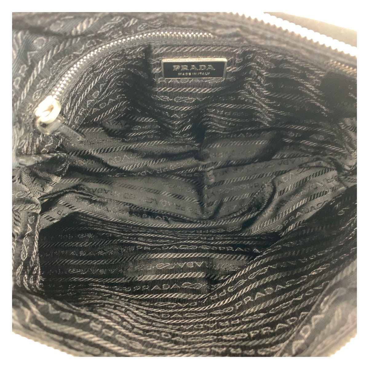 PRADA Shoulder Bag Nylon Black SilverMetal Test Triangle With logo