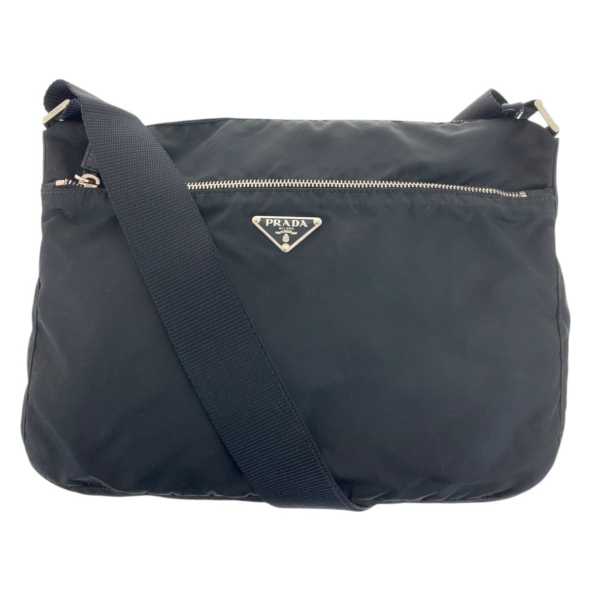 PRADA Shoulder Bag Nylon Black SilverMetal Test Triangle With logo